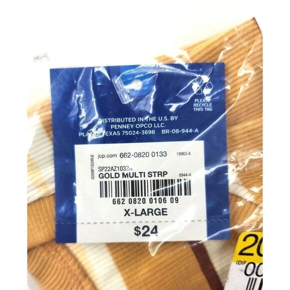 Arizona Crop Top Stripe Round Neck T-Shirt - Gold Multi Stripe - Juniors XL - Picture 6 of 7